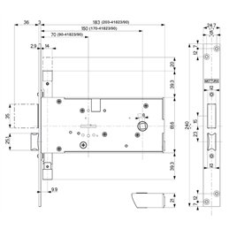 Mottura 41.823 1/2g. triple double map mortise lock