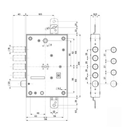 Serratura porta blindata Mottura 52.571 triplice 1/2g