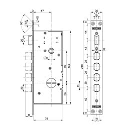 Security door lock Mottura 72.120
