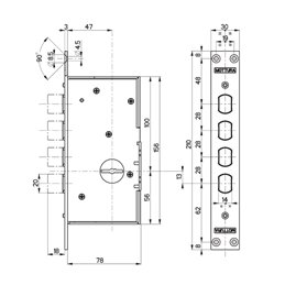 Mottura 72.110 lateral mortise armored door lock