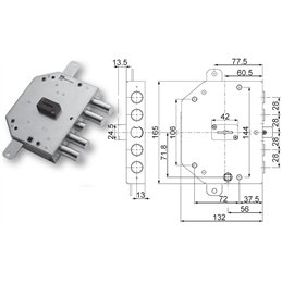 Serratura porta blindata Mottura 89C755/ triplice 1/2 giro
