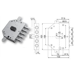 Serratura porta blindata Mottura 89C753/ triplice