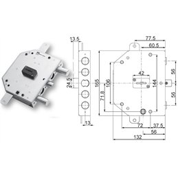 Security door lock Mottura 89C755/56