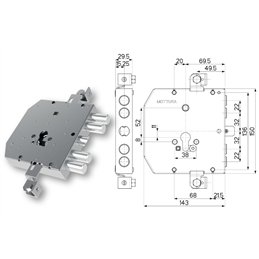 Serratura porta blindata Mottura 89E305W22T tipo ESETY (Tesio)