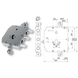 Serratura porta blindata Mottura 89E307W54T tipo ESETY (Tesio)