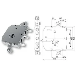 Serratura porta blindata Mottura 89E307W54T tipo ESETY (Tesio)