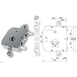 Armored door lock Mottura 89E307W54T type ESETY (Tesio)