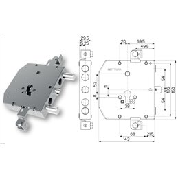 Serratura porta blindata Mottura 89E306W54T tipo ESETY (Tesio)
