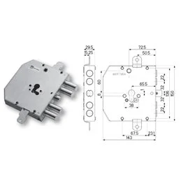 Armored door lock Mottura 89E310W22T type ESETY (Tesio)