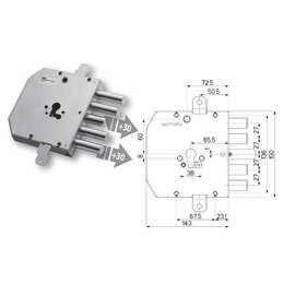 Mottura 89E310WE7T ESETY type armored door lock (Tesio)