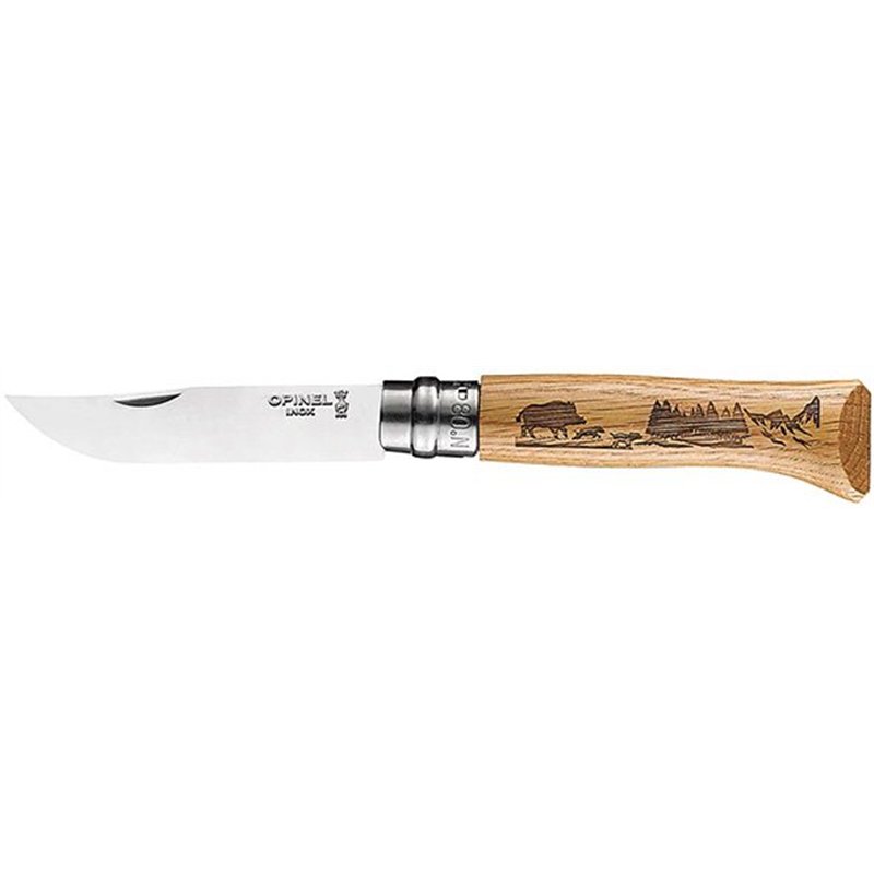 Coltello Opinel Virobloc N.8 VRI ANIMALIA manico pirografato