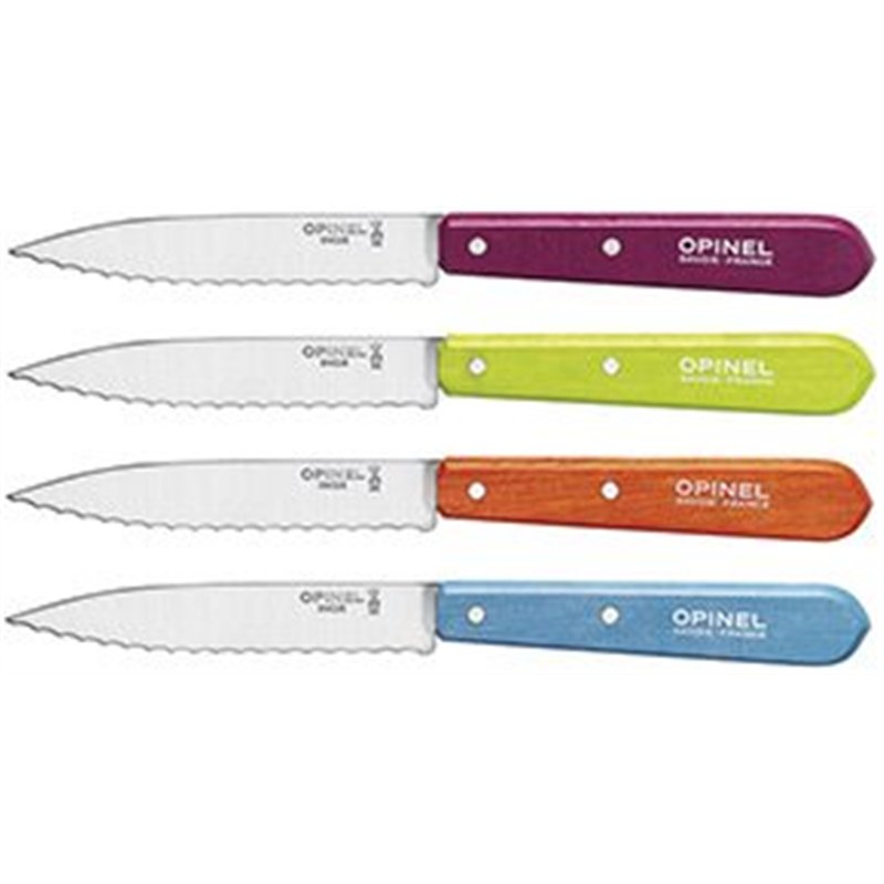 OPINEL 113 serrated kitchen knife with colored wooden handle