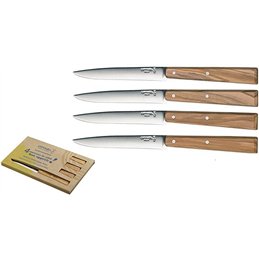 OPINEL 125 table knife set 4 pieces olive wood handle