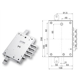 Serratura porta blindata Mottura 89.571EFC triplice 1/2g EFFEPI