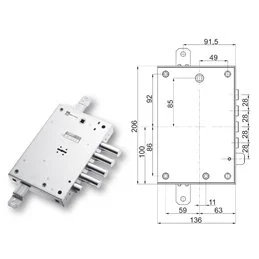 Serratura porta blindata Mottura 89.571EFC triplice 1/2g EFFEPI
