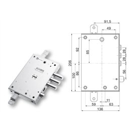 Serratura porta blindata Mottura 89.571EF3 triplice 1/2g EFFEPI