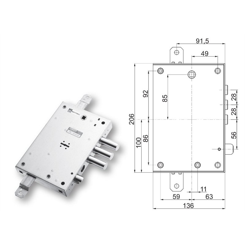 Security door lock Mottura 89.571EF3 for EFFEPI
