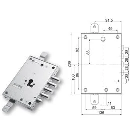 Security door lock Mottura 89.8571EF/Q for EFFEPI