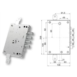 Serratura porta blindata Mottura 89.2571EFWQ triplice 1/2g EFFEPI