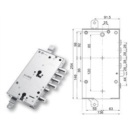 Serratura porta blindata Mottura 89.8589EF/Q triplice 1/2g EFFEPI