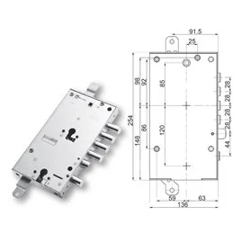 Serratura porta blindata Mottura 89.8589EF/Q triplice 1/2g EFFEPI