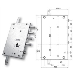 Mottura 89.8461EF/Q triple 1/2g EFFEPI armored door lock