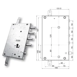 Mottura 89.8461EF/Q triple 1/2g EFFEPI armored door lock