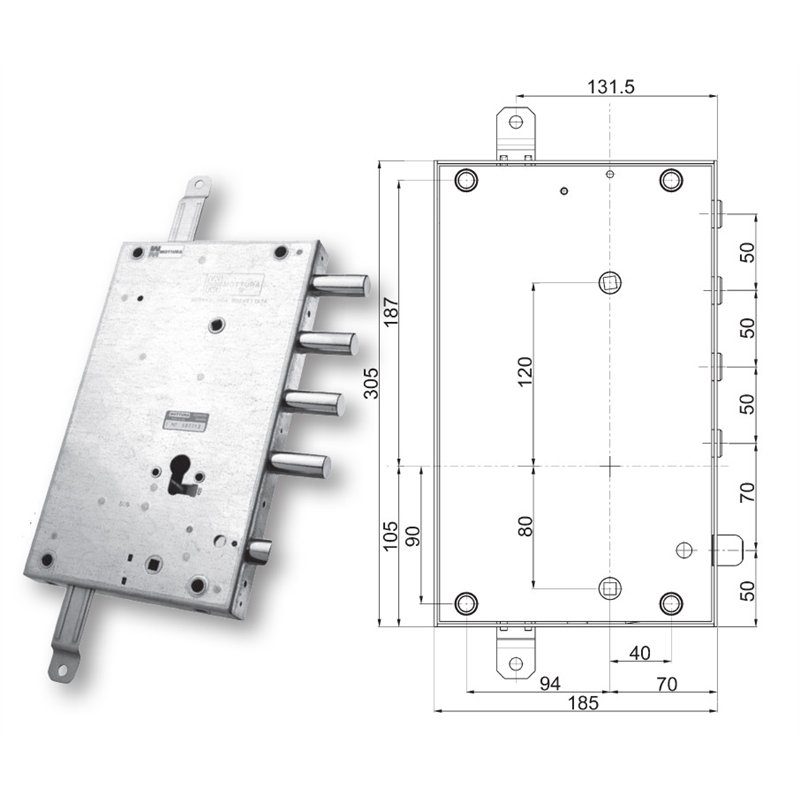 Serratura porta blindata Mottura 89.8461EF/Q triplice 1/2g EFFEPI