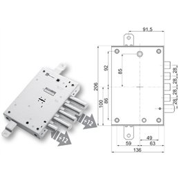 Security door lock Mottura 89.571MR for EURODOOR
