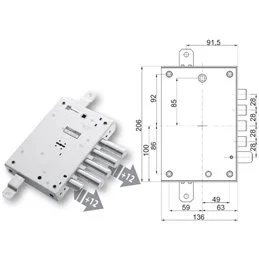 Security door lock Mottura 89.571MR for EURODOOR
