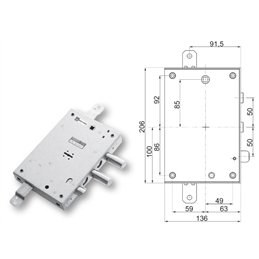 Security door lock Mottura 89.571FAP for FAPA