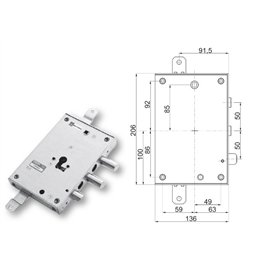 Serratura porta blindata Mottura 89.8571FA/Q triplice 1/2g FAPA