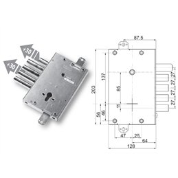 Mottura 89.4515/E7Q triple 1/2g FBS armored door lock
