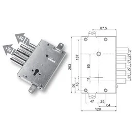 Mottura 89.4515/E7Q triple 1/2g FBS armored door lock