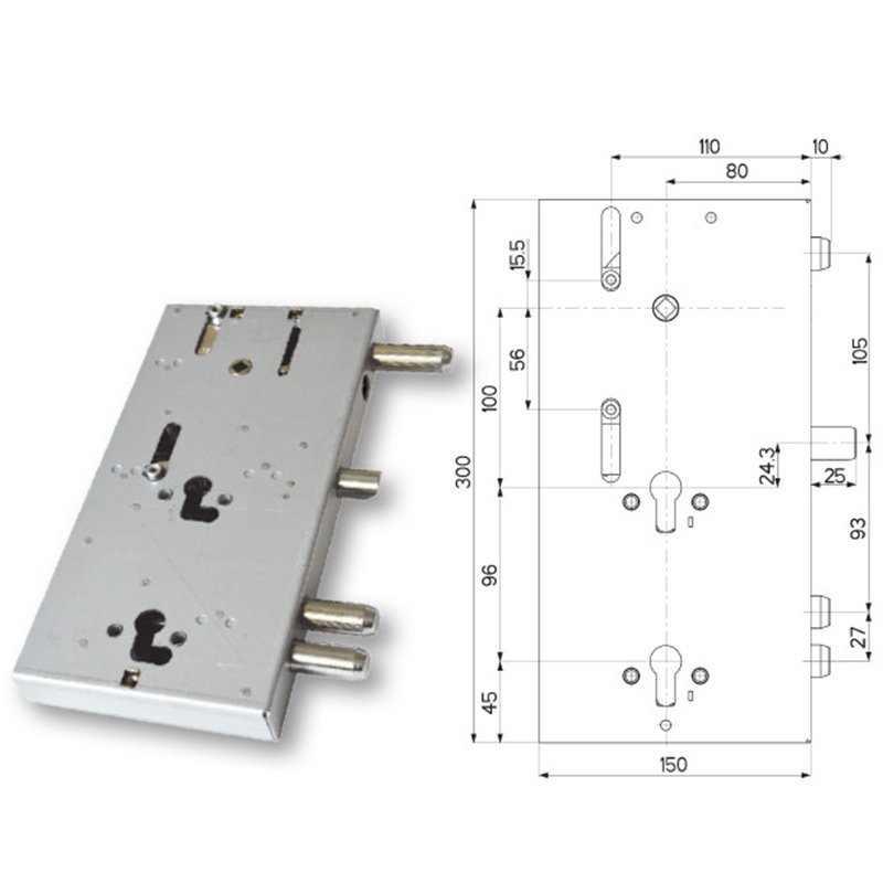Serratura porta blindata Mottura 89.F309/00Q triplice 1/2g FERBONA
