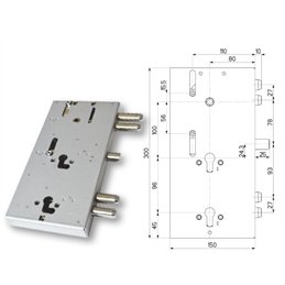 Serratura porta blindata Mottura 89.F310/00Q triplice 1/2g FERBONA