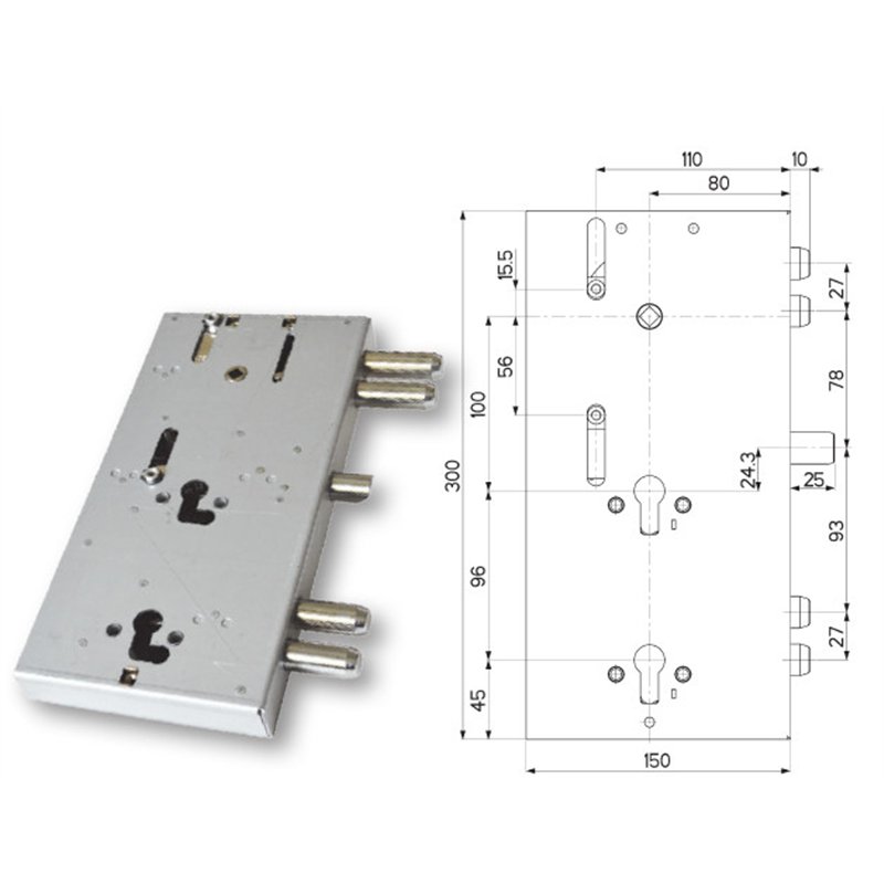 Serratura porta blindata Mottura 89.F310/00Q triplice 1/2g FERBONA