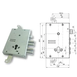 Serratura porta blindata Mottura 89.G515W22Q triplice 1/2g GASPEROTTI