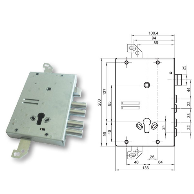 Mottura 89.G515W22Q triple 1/2g GASPEROTTI armored door lock