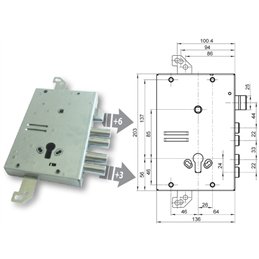 Serratura porta blindata Mottura 89.G515W2MQ triplice 1/2g GASPEROTTI