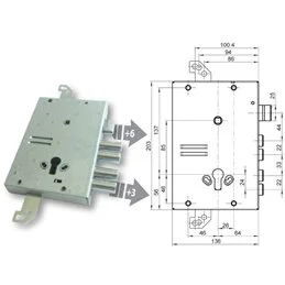 Serratura porta blindata Mottura 89.G515W2MQ triplice 1/2g GASPEROTTI