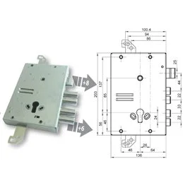 Serratura porta blindata Mottura 89.G515W2DQ triplice 1/2g GASPEROTTI
