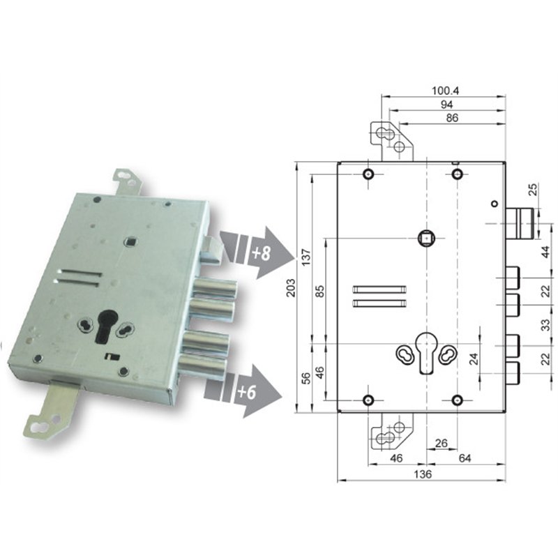 Serratura porta blindata Mottura 89.G515W2DQ triplice 1/2g GASPEROTTI