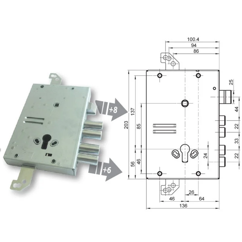 Serratura porta blindata Mottura 89.G515W2DQ triplice 1/2g GASPEROTTI