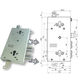 Serratura porta blindata Mottura 89.G767W2MQ triplice 1/2g GASPEROTTI