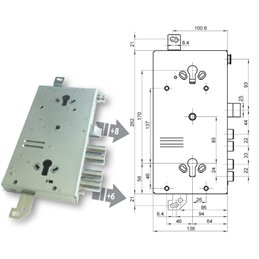 Serratura porta blindata Mottura 89.G767W2DQ triplice 1/2g GASPEROTTI