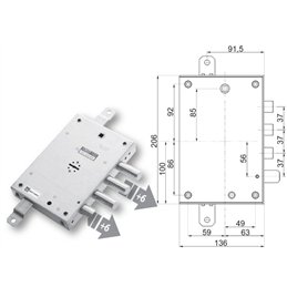 Serratura porta blindata Mottura 89.571GRD triplice 1/2g GREG