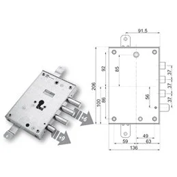 Mottura 89.8571G/1Q triple 1/2g GREG armored door lock