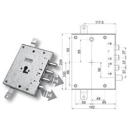 Serratura porta blindata Mottura 89.E8571G/Q triplice 1/2g GREG