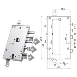 Mottura 89.8595G/1Q triple 1/2g GREG armored door lock